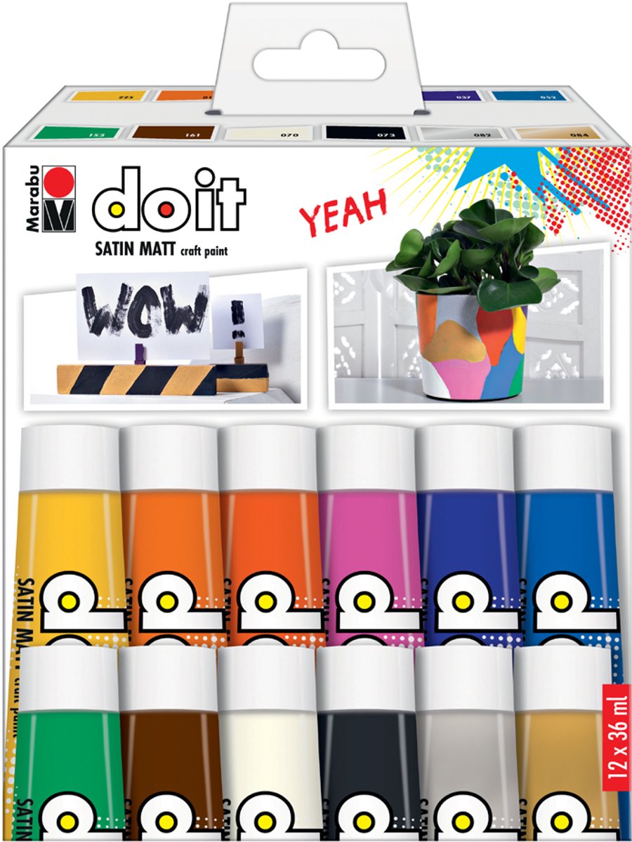 Marabu acrylverf set DO IT Craft Paint, 12 kleuren, 12 x 36 ml