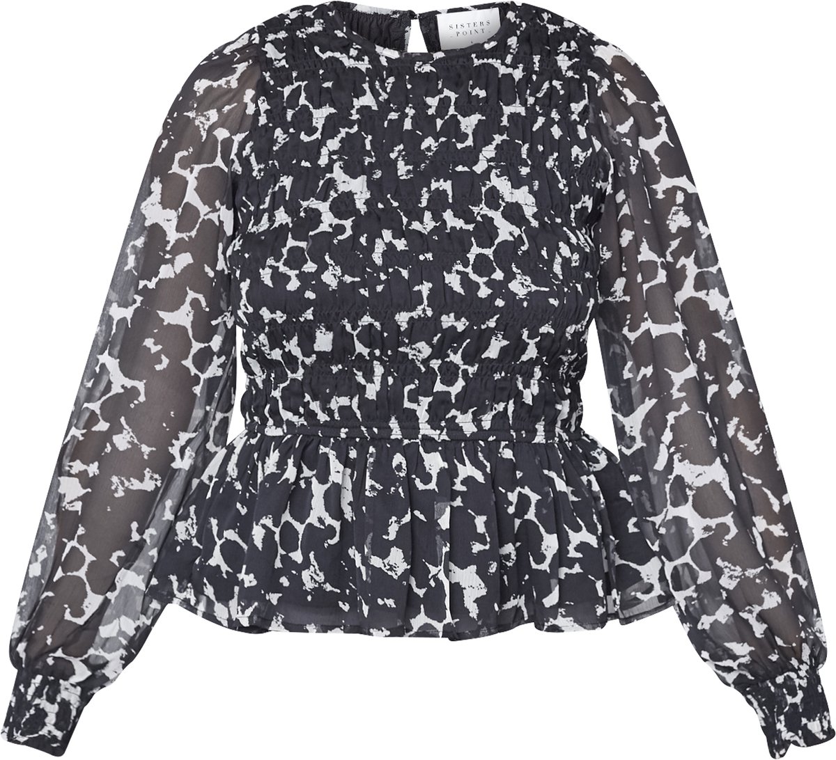 SISTERS POINT Uda-ls1 - Dames Blouse - Black/Cream - Maat XS