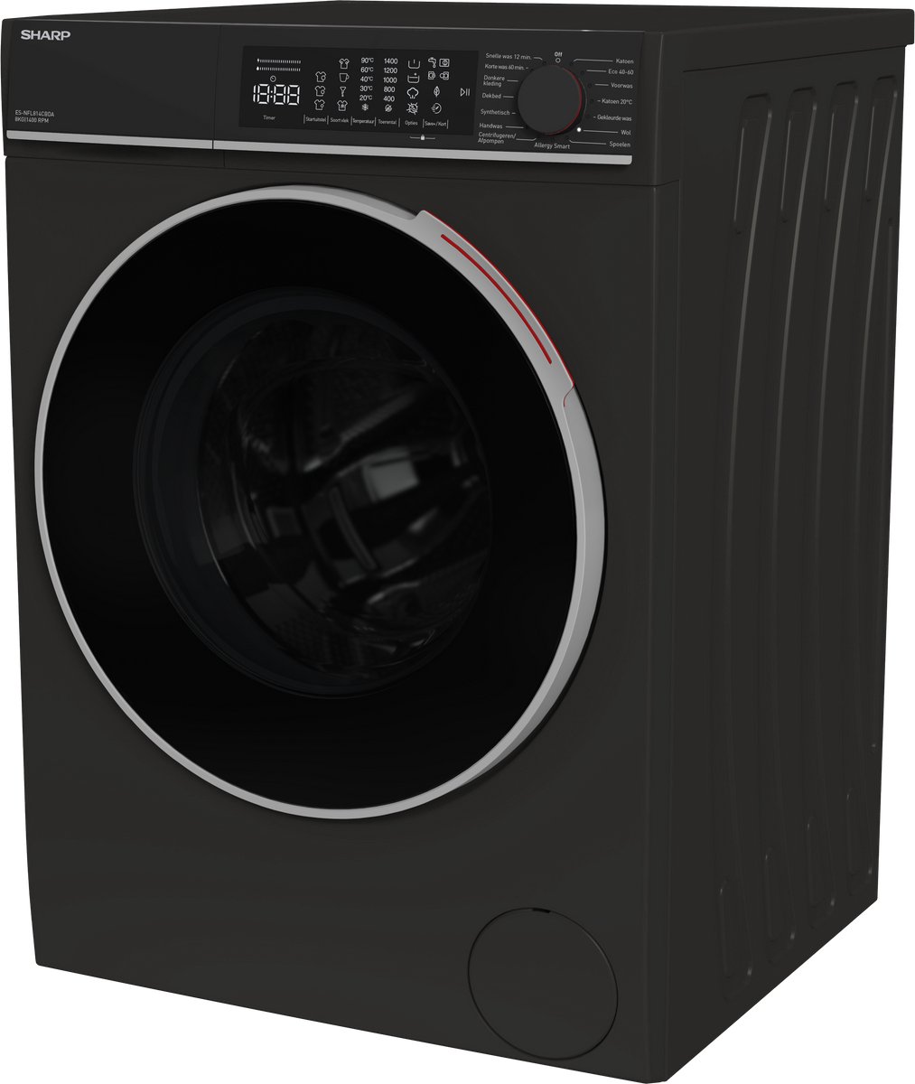 Sharp ESNFL814CBDABX wasmachine 8 kg met stoom thumbnail 6