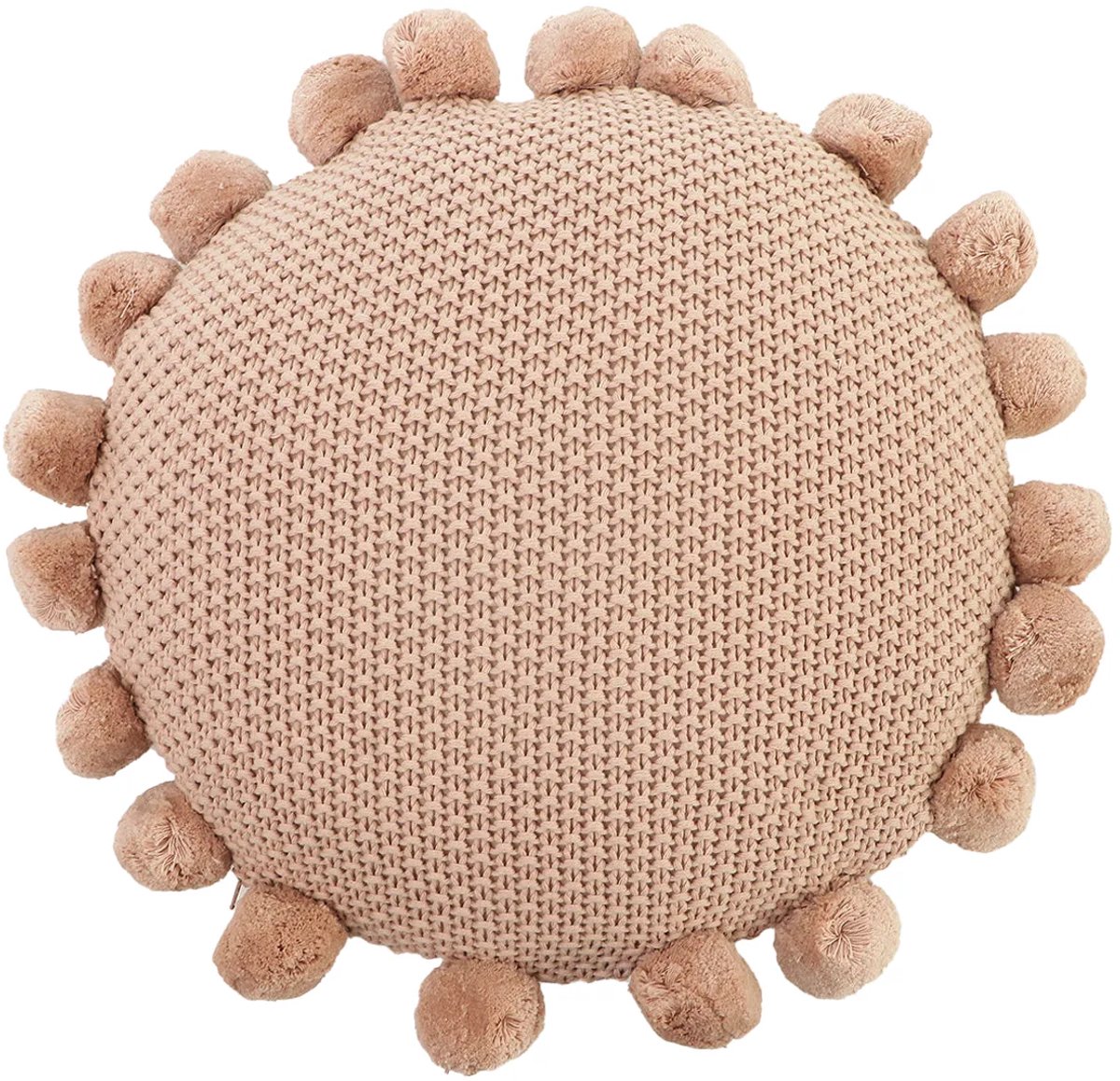 Urbane Hide | Kussenhoezen | Kussenhoes | Kussenhoesjes | Sierkussen | 40 cm | Ronde Gebreide met Pompons | Katoen | Roze | Zonder binnenkussen