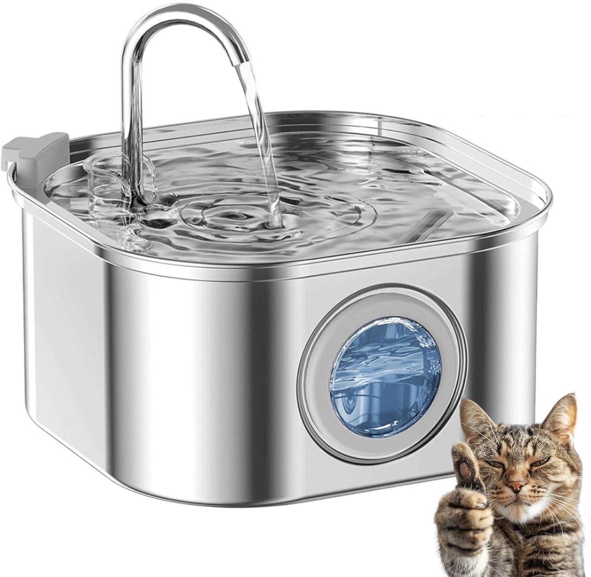 Kattenwaterfontein, 3,2 l/108 oz roestvrijstalen waterfontein voor huisdieren, kattenfontein met super stil en transparant vensterontwerp – Waterfonteinen voor katten binnenshuis Kattenwaterfontein, 3,2 l/108 oz roestvrijstalen waterfontein voor huisdieren, kattenfontein met super stil en transparant vensterontwerp – Waterfonteinen voor katten binnenshuis