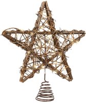 Lumineo kerstboom ster piek - rotan - warm wit - 30 cm - led verlichting - kerstpiek - kerstdecoratie - sfeerverlichting