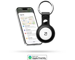 Trag Tag + Sleutelhanger Zwart - Apple Find My - Koffer Tracker - GPS tracker - Bagage tracker - Keyfinder voor sleutels - Sleutelvinder - Sleutelzoeker - Sleutelhanger geschikt voor AirTag