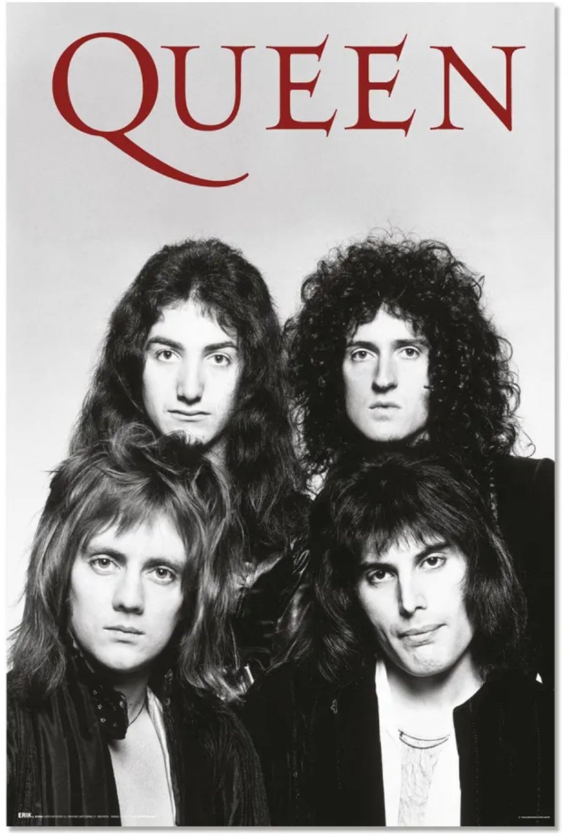 Grupo Erik Queen poster - Freddy Mercury - Brian May - Rock - Muziek - 61 x 91.5 cm wit