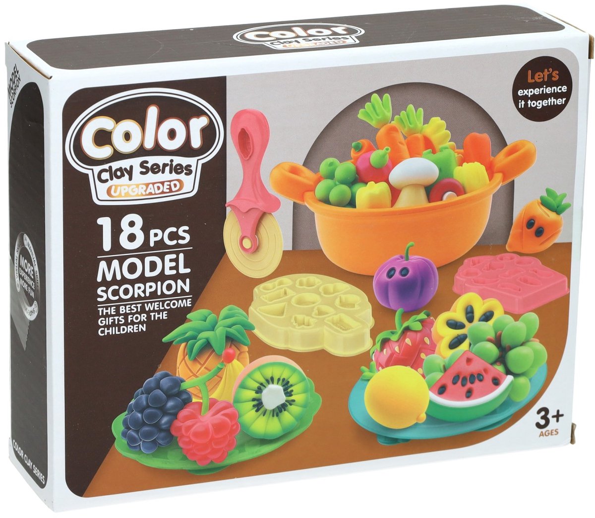 Groenten en Fruit Kleiset - 6 Kleuren Klei - 18dlg.