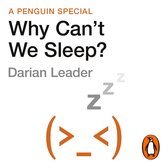 Boekomslag: "Why Can't We Sleep?" door Darian Leader. Met een oranje/grijze "(>_<)" smiley en slaap-z'en.