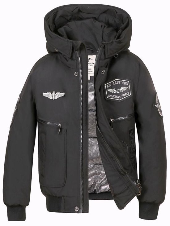 Veste d'aviateur Versano Levi 'Garçons, manteau d'hiver 02, tailles 86 à 92 - Zwart