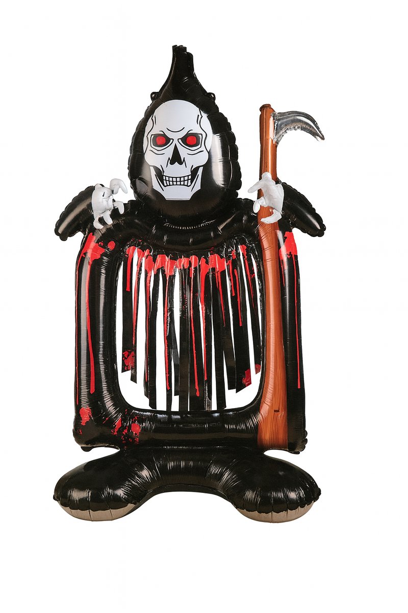 Halloween Folieballon Grim Reaper – Zelfstaand Opblaasbaar Halloweenfiguur – 120 cm Hoog – Met Opblaasrietje – Grote Decoratie