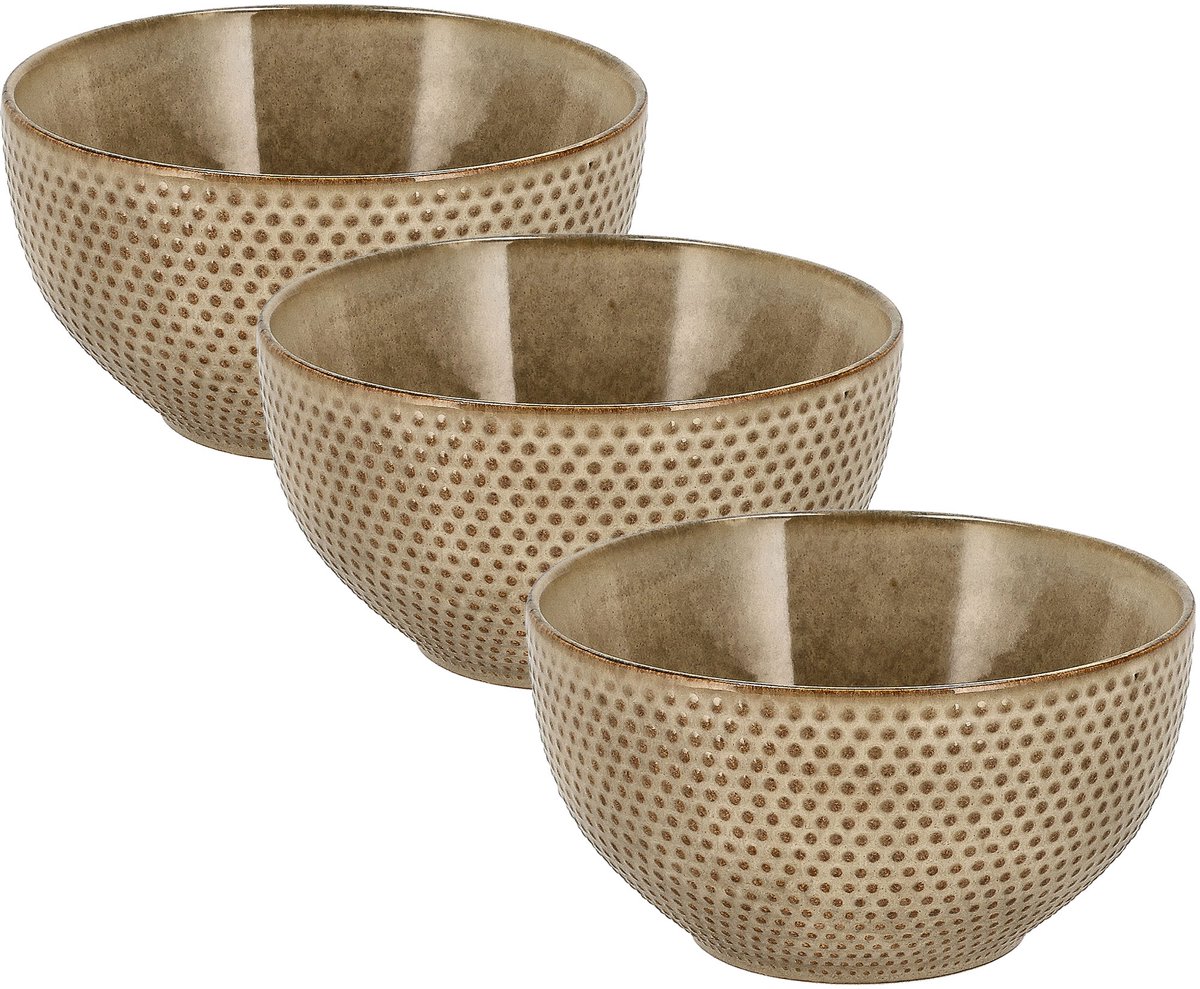 Ramen Kom Set - Set van 3 Aardewerk Kommen - Fruitschaal, Schalen en Kommen voor Soep, Noodles, Ontbijt, Salade en Snacks – Ø14 cm – Vaatwasser Veilig