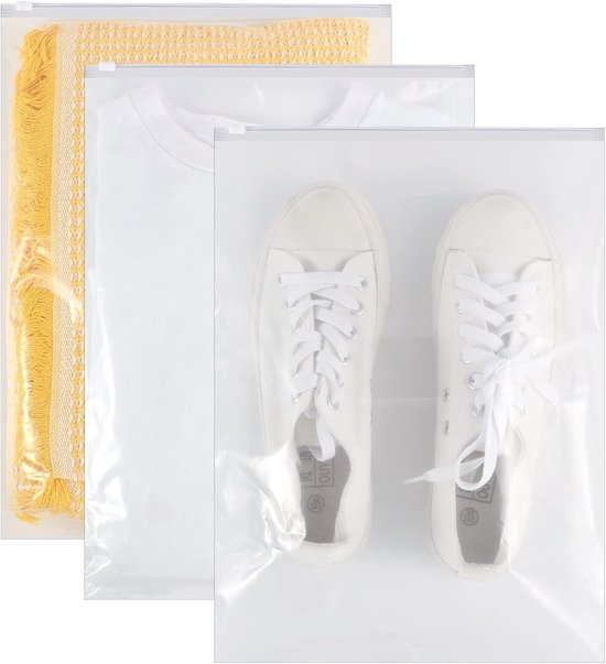 Sachets de Vêtements Refermables avec Fermeture Éclair - 40x30 cm - Petits Sachets de Voyage Transparents pour Vêtements & Chaussures - Organiseurs de Bagages Étanches - Sachets Zip Givrés-40 Pièces