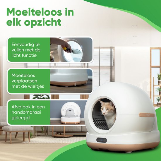 Moeza - Automatische Kattenbak - Grijs - 57x56x62 cm