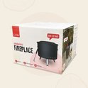 Doos van Livin' smokeless fireplace, 22 inch, zwart, met afbeelding van de vuurkorf.