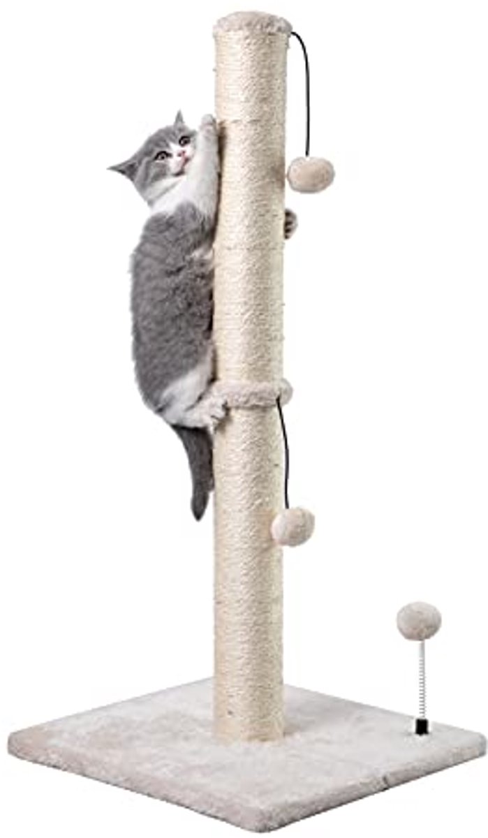 Kattenkrabpaal 86 cm voor binnenkatten met interactief speelgoed