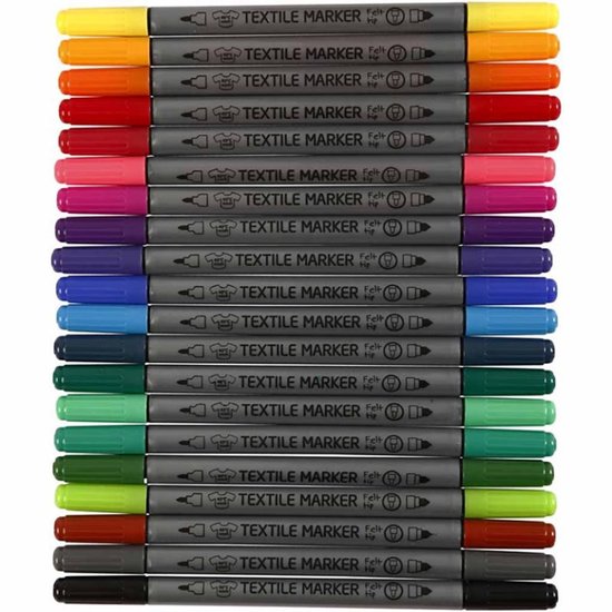 CC Textielstiften Basiskleuren 20 stuks