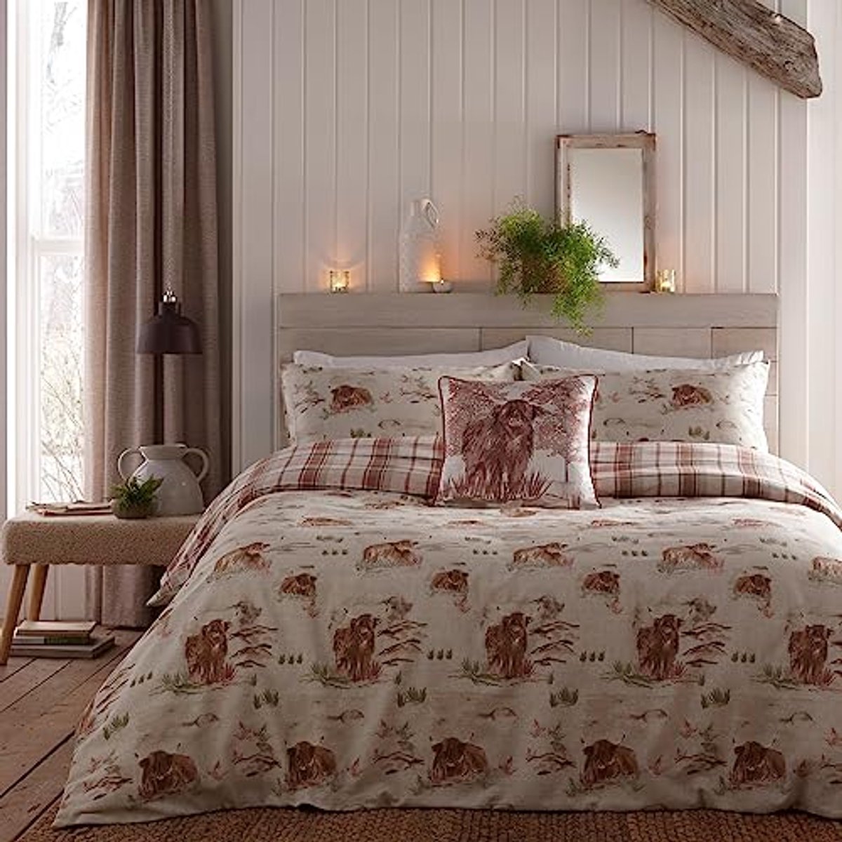 Dreams & Drapes - Dekbedovertrek Highland Cow - Tweepersoons beddengoed (200 x 200 cm) - Z