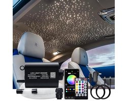 AKEPO 16 W glasvezellichtset, sterrenplafondlichtset, muziek + app-besturing voor thuis en auto, RGBW-geluidssensor, lichtbron met muziekafstandsbediening