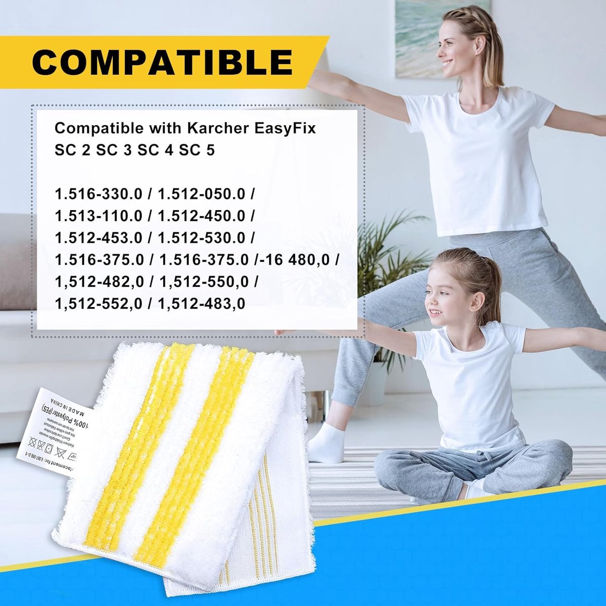 5 stuks geschikt voor Kärcher EasyFix stoomreiniger-mondstukken - Stoomreinigeraccessoires - vervangingsset voor Kärcher EasyFix SC 1, SC 2, SC 3, SC 4, SC 5 microvezeldoeken - voor alle vloeren – foto 5