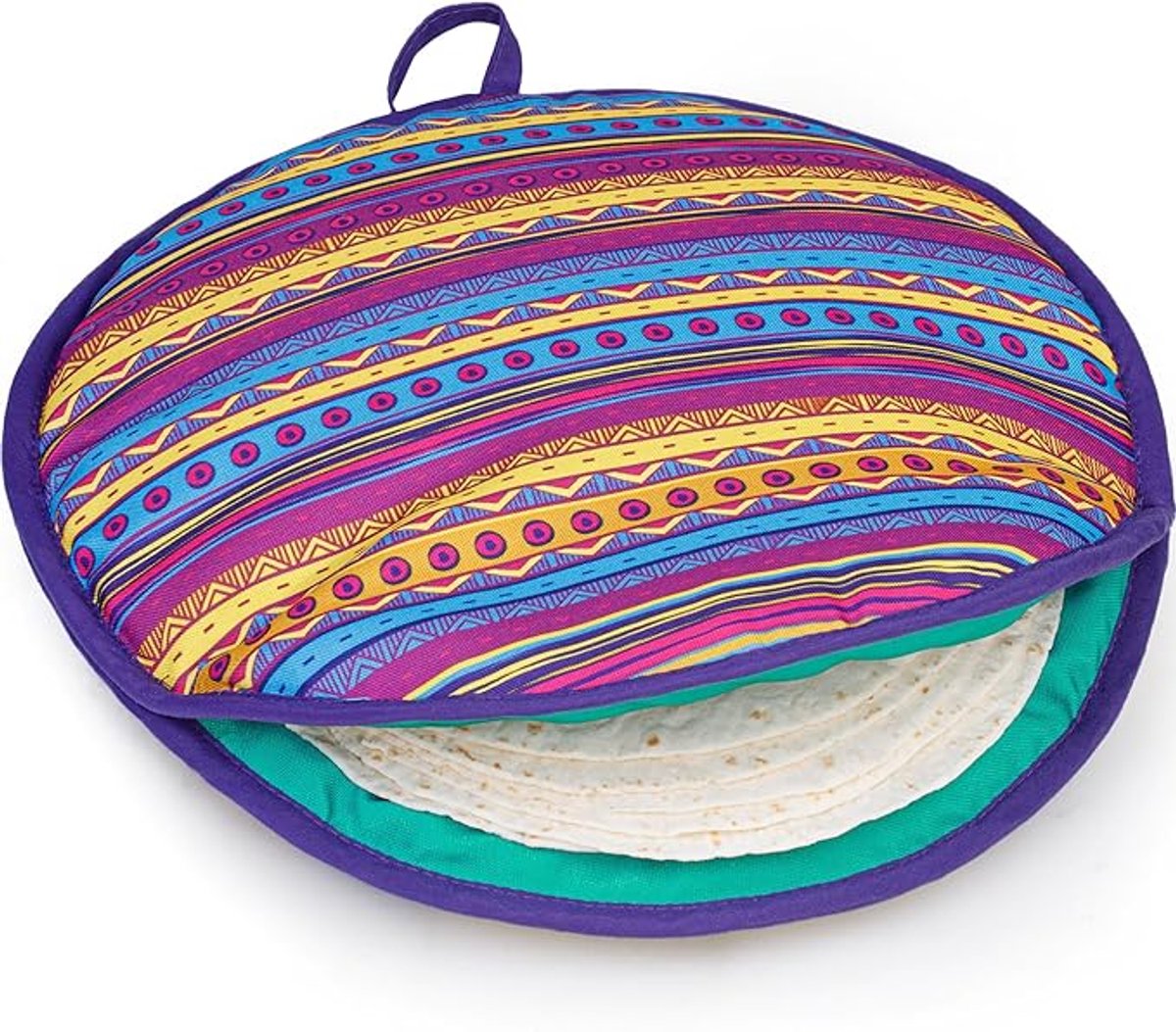 OIMG Geïsoleerde tortillazak - Stoffen zak - Geïsoleerde tas - Magnetronbestendige container - Geïsoleerde tortillacontainer - Houdt tortilla's, burrito's en taco's zacht en warm - 30 cm