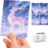 Inspra Studio – Luxe Kerstkaarten met Enveloppen – 5 Stuks – Rendier, Kat, Hond, Paard & Eend Wenskaarten – Magische Dieren Illustraties