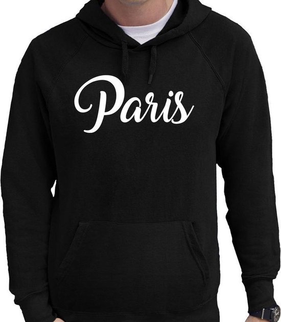 Parijs tekst hoodie Paris zwart voor heren - zwarte Paris sweater/trui met  capuchon S | bol.com
