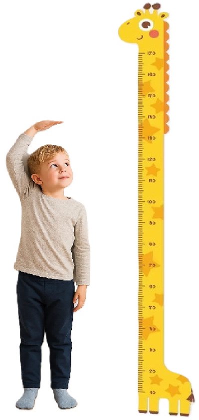 Meetlat of Groeimeter Voor Baby's Met Giraf Op Het Gras. Kinderhoogtekaart. Schaal Van 40 Tot