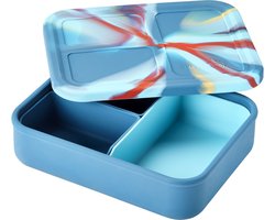LunchBots Large Build-a-Bento - Blauw Octopus - 32oz / 946 ml - 3 Verwisselbare Vakverdelers voor Eindeloze Lunchcombinaties - 100% Platina Siliconen - Lekvrij - Magnetron-, Oven- (tot 204°C), Vriezer- en Vaatwasserbestendig