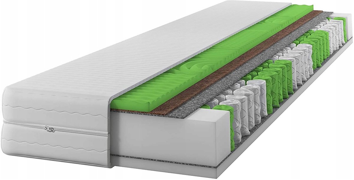Matras 135x190 Pocketvering 20cm H3/H4 Kokos Massage Schuim