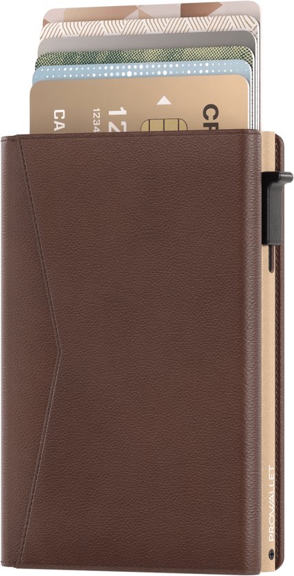 Prowallet Classic Cardholder Coffee - Portefeuille avec protection RFID - Espace pour 11 cartes, pièces et billets - Unisexe - Extensible - Coffret cadeau de Luxe inclus