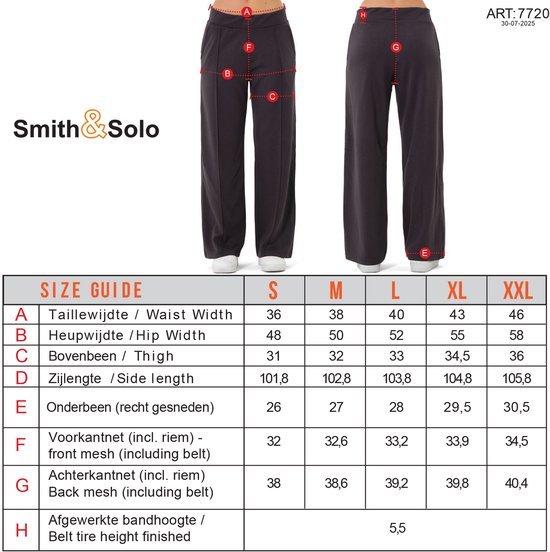 Donkere antraciet joggingbroek met rechte pijpen, hoge taille en zijzakken, gemarkeerd met maten.