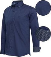 Cappuccino Italia - Heren Overhemden Regular Fit Overhemd Navy - Blauw - Maat XL