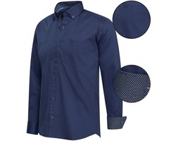 Cappuccino Italia - Heren Overhemden Regular Fit Overhemd Navy - Blauw - Maat XL