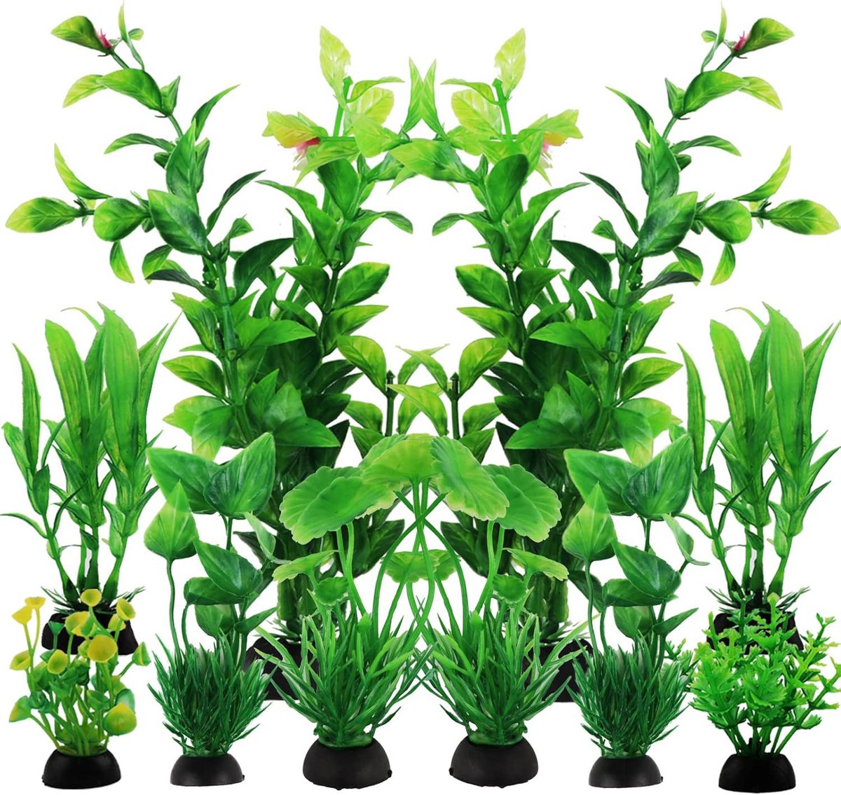Ynkkvre -10 Stuks Aquarium Planten Decoratie – Groene Kunstplanten Set voor Aquarium & Vistank, Plastic Waterplanten, Veilige Aquariumversiering