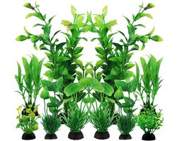 Ynkkvre -10 Stuks Aquarium Planten Decoratie – Groene Kunstplanten Set voor Aquarium & Vistank, Plastic Waterplanten, Veilige Aquariumversiering