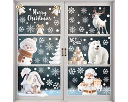 Ventdest Zelfklevende raamafbeeldingen voor Kerstmis, 9 vellen witte raamstickers Kerstmis kinderen sneeuwvlokken raamafbeeldingen voor winter kerstdecoratie