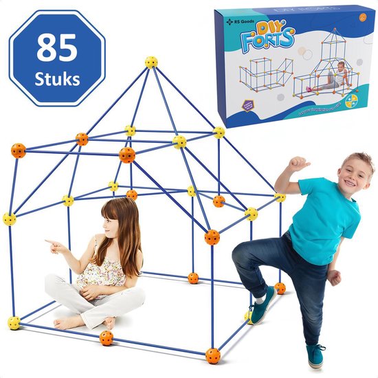 Fort Bouwpakket met 85 Onderdelen - Sensorisch Speelgoed - Educatief Speelgoed - Montessori Speelgoed - Buitenspeelgoed - Kinderspeelgoed - Bouwset - Speelgoed Jongens & Meisjes - Speelgoed 3 Jaar - Speelgoed 4 Jaar - Speelgoed 5 Jaar