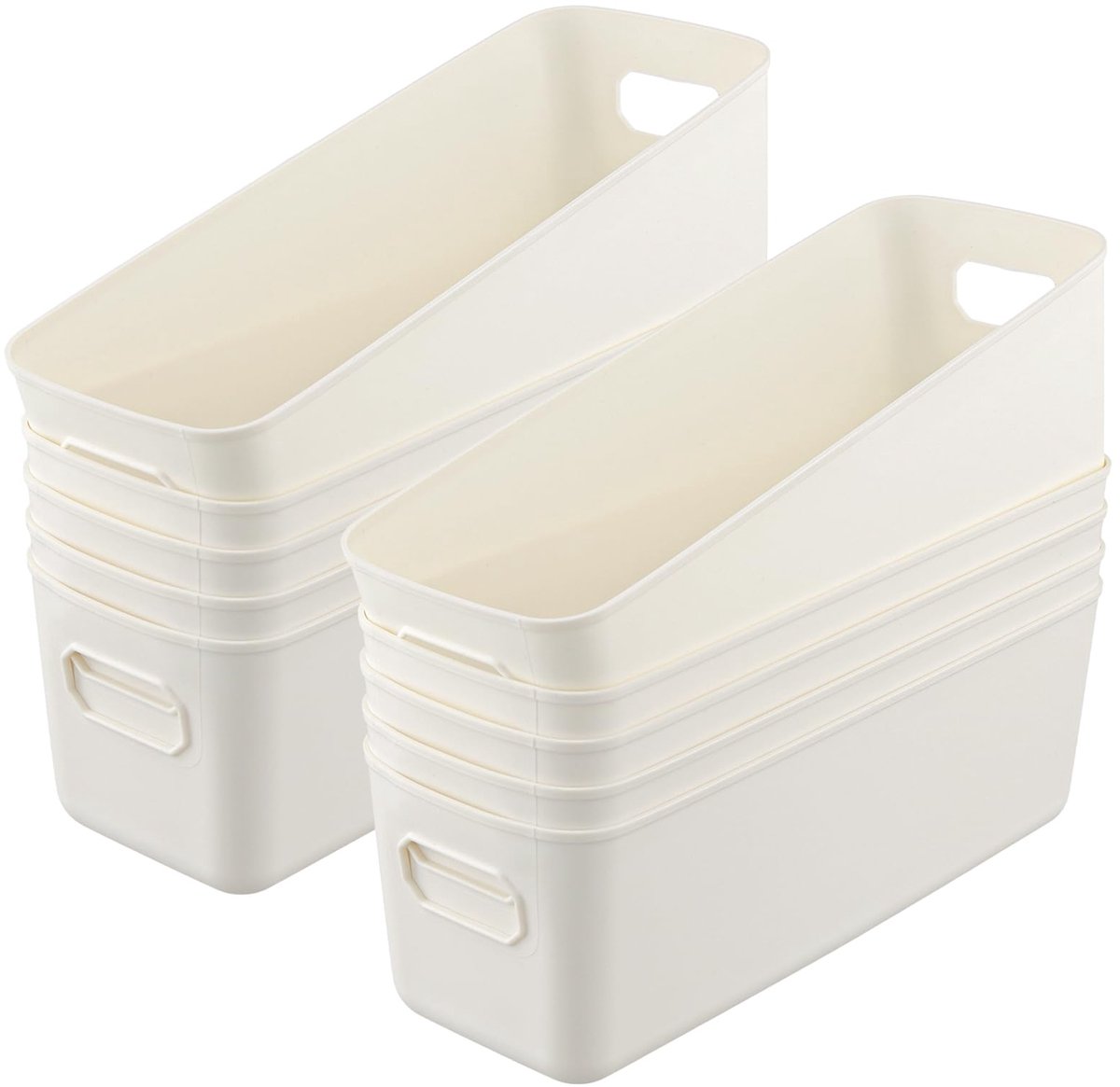 Ibenzoa® Set van 12 multifunctionele kunststof opbergboxen met handgrepen en stapelbaar ontwerp