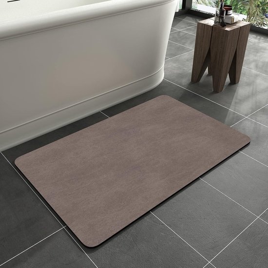 Tapis de bain – Tapis de salle de bain en microfibre diatomite super absorbant et antidérapant, doux et à séchage rapide, pour portes de salle de bain et salon (marron, 60 x 90 cm)