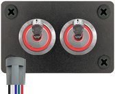 Interrupteur à bascule métallique ProRide 12-24 V, marche/arrêt, double panneau encastré, 16 mm, LED rouge