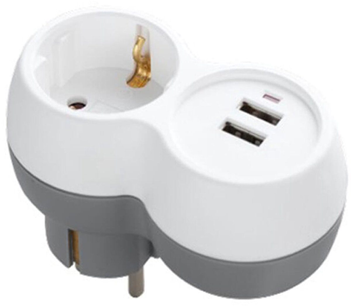 Technik Verdeelstekker met USB Horizontaal - 1-Voudig en 2x USB - Doorvoerstekker - Wit - 5 Stuks