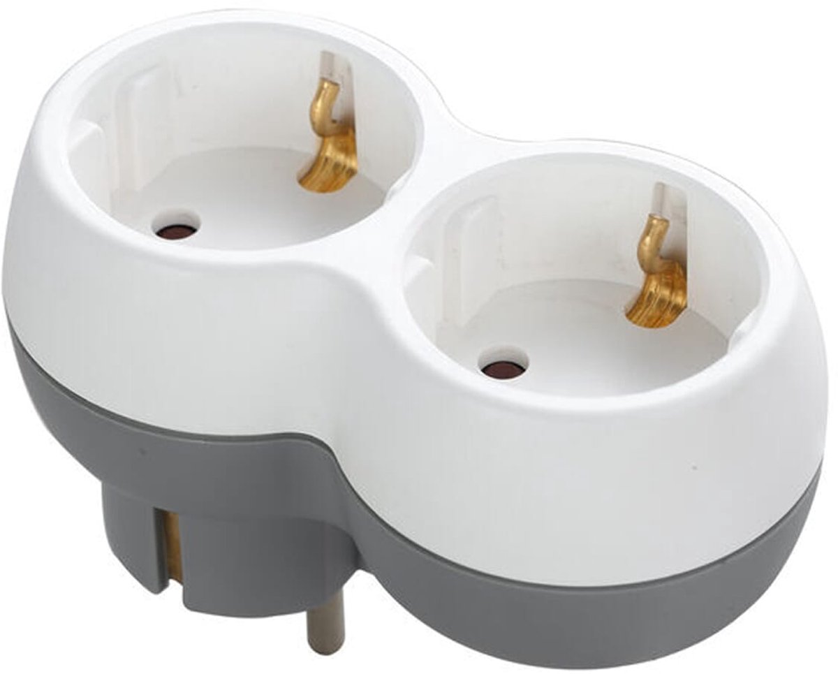 Technik Verdeelstekker Horizontaal- 2-Voudig - Doorvoerstekker - Stopcontact Splitter - Wit - 5 Stuks