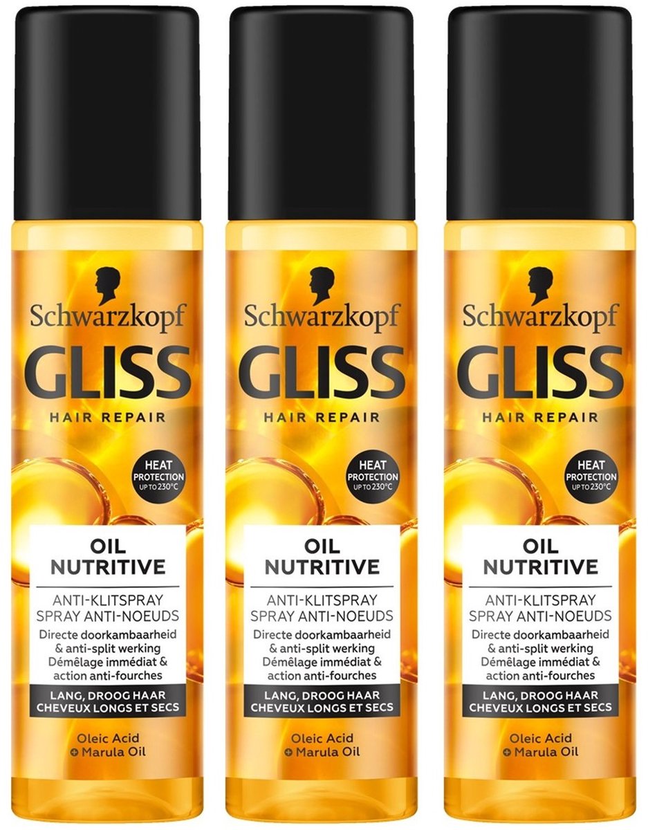 Gliss Oil Nutritive Anti-Klitspray - 3x 200ml