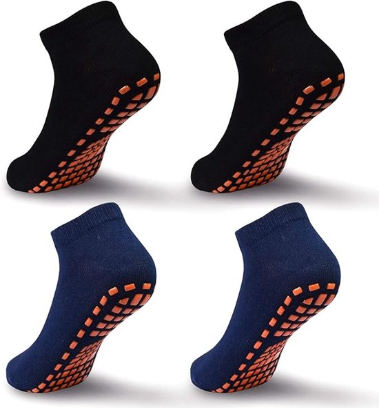 Lot de 4 paires de chaussettes de trampoline antidérapantes pour enfants - Chaussettes antidérapantes en silicone pour enfants - Chaussettes de yoga respirantes et douces - Convient aux garçons et aux filles - Taille S: 23-29