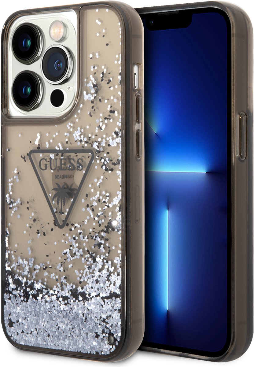 Guess Back Cover - Apple iPhone 15 Pro - Zwart - Chic Translucent Logo - Schokabsorberende TPU