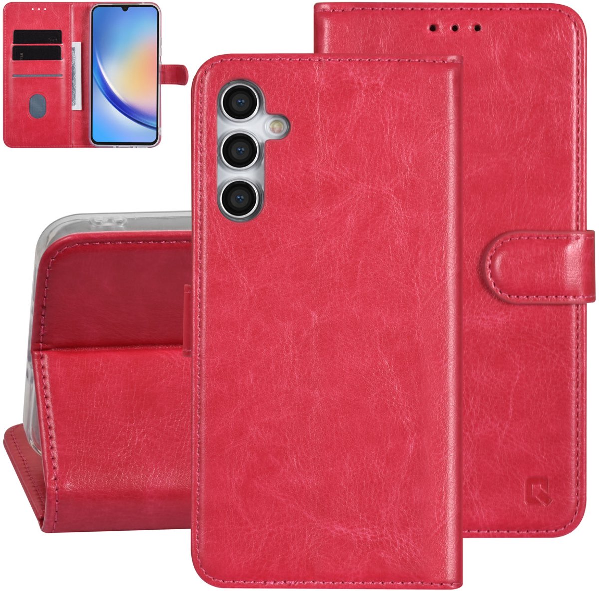 UNIQ Accessory Back Cover - Galaxy A34 5G - Felroze - Walletcase met Pasjeshouder