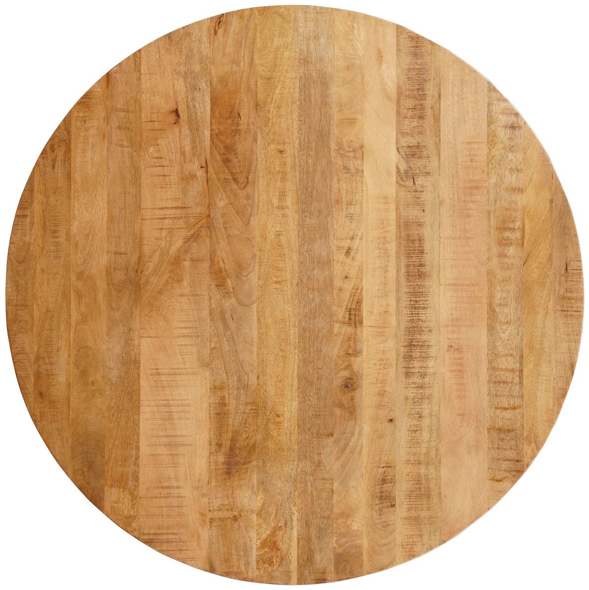 Sfeerwonen Enzo Tafelblad Rond 145 cm Ø – Mangohout Naturel Bruin – Massief Hout – Rechte Rand 5 cm – Zonder Onderstel