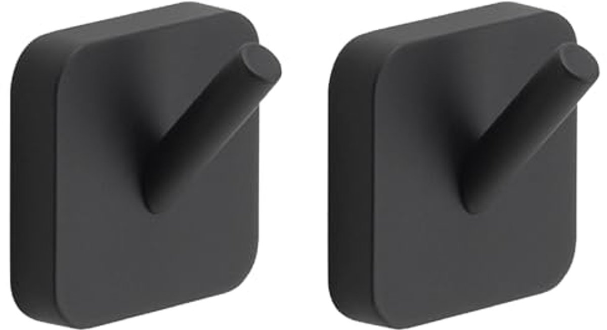 Set van 2 mat zwarte kleerhangers voor badkamer en interieur