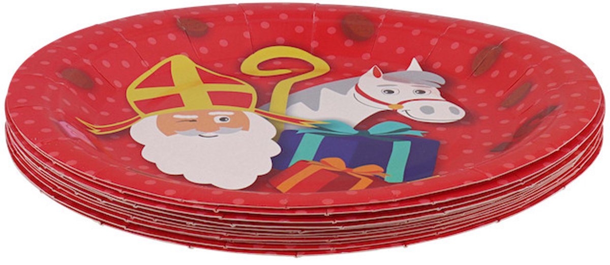 Sinterklaas bordjes - kartonnen bordjes - 10 stuks - 18 cm - sint en piet - pakjesavond - 5 december - feestdecoratie
