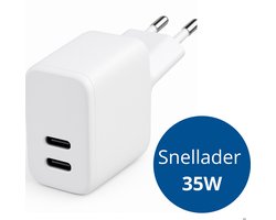 Xtronic 35W USB-C Snellader – Dubbele Poort Oplader – Geschikt voor iPhone, iPad & Samsung – Compacte USB-C Adapter