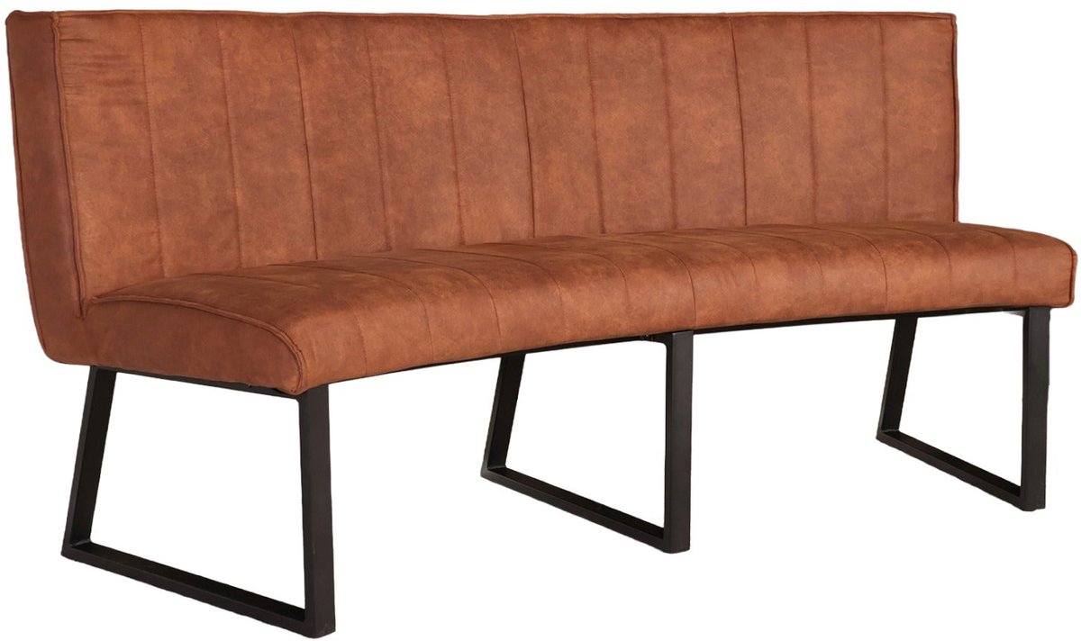 Lizzely Garden & Living Eetkamerbank Menzo ovaal 180cm cognac microvezel ovale eetbank