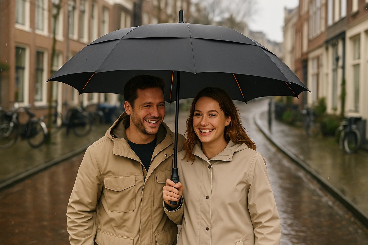 Falcone - Luxe Paraplu - Ø 130 cm - Windproof Glasfiber Frame - Zwart — cadeau in Cadeau-ideeën - foto 5
